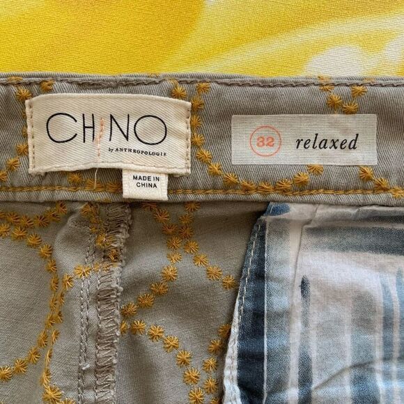 ANTHROPOLOGIE Embroidered Chinos (Sz 32) - Picture 7 of 13